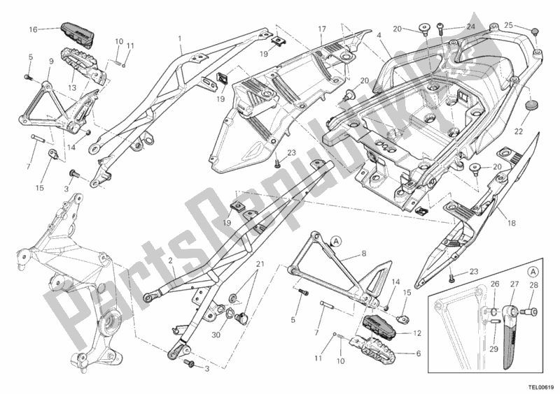 Todas as partes de Quadro Traseiro Comp. Do Ducati Multistrada 1200 S Touring 2011